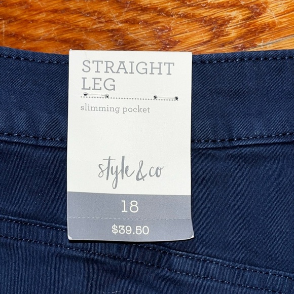 NWT Style & Co straight leg pants size 18 XXL blue plus size business casual - Picture 3 of 11